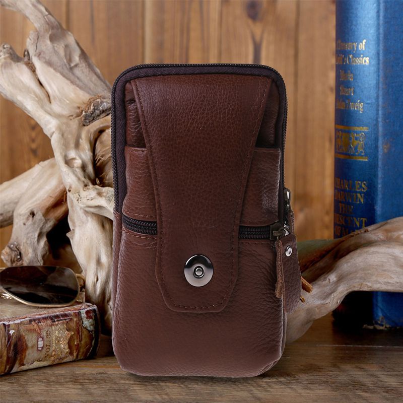 Túi da PU đeo hông đựng điện thoại 10MK phong cách vintage tiện lợi cho nam