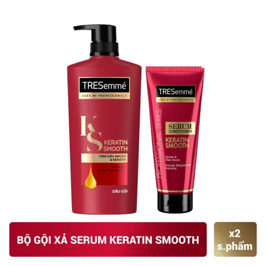 Combo Tresemme Dầu gội Keratin Smooth 640g & Kem xả Tinh chất Serum Keratin Smoonth 170ml