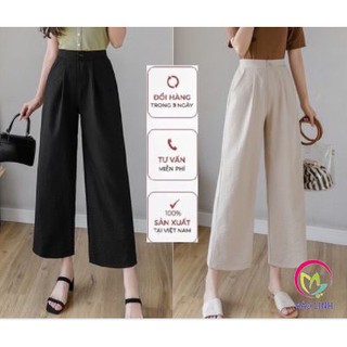 Quần Đũi Ống Suông Nữ Lưng Cao ,Khóa Thật Lưng Chun M085, Quần Dáng Rộng Khóa Thật