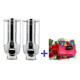 Bộ 2 Hộp đựng nước rửa tay, sữa tắm, dầu gội tiện ích + Tặng 1 Sáp thơm khử mùi PureAroma Korea Hàn Quốc