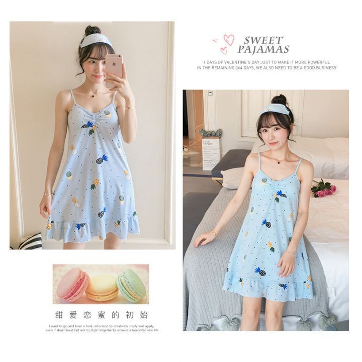 Váy Ngủ Hai Dây - Đầm Ngủ Kèm Băng Đô Bịt Mắt | BigBuy360 - bigbuy360.vn