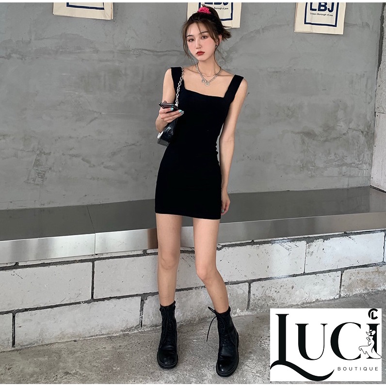 Đầm ôm body cổ vuông chất thun đẹp