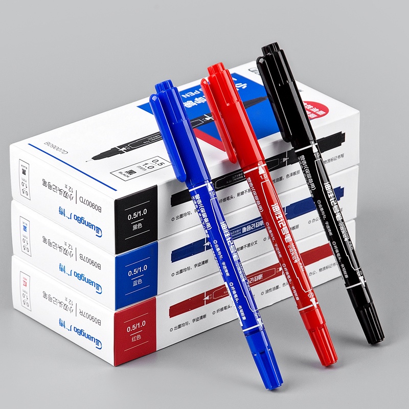Bút dạ kính lông dầu 2 đầu màu xanh, đen, đỏ GuangBo viết CD (bút vĩnh cửu không xoá được) B09007B B09007D