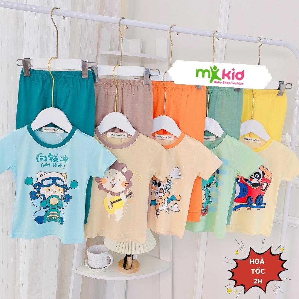 Bộ Thu Đông Cho Bé 6-22KG 💖 Bộ Minky Mom tay ngắn quần dài Cho Bé Trai Bé Gái 💖 Chất thun lạnh Cao Cấp - MK KID