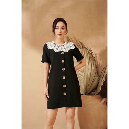 [Mã BMBAU50 giảm 50K đơn 150K] LIIN - Váy Khuy Gỗ Phối Cổ Ren Lace Button Dress V00592 | BigBuy360 - bigbuy360.vn