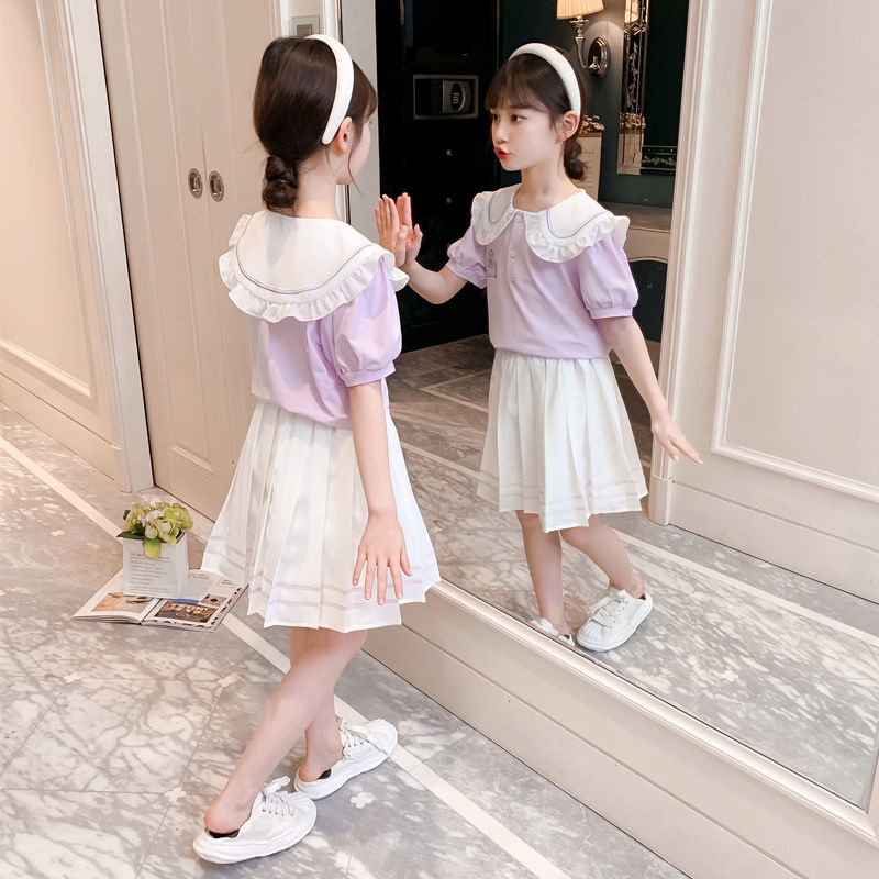 Set 2 Món Áo polo + Chân Váy Thời Trang Mùa Hè Cho Bé Gái Từ 3-4 - 5-6 - 7-8 - 9-10 - 11-12 Tuổi Váy