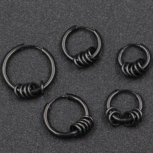 Bông Tai Nam Khoen Tròn Có 5 Vòng Nhỏ Titan Ko Rỉ TT 2346