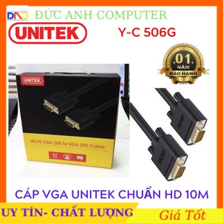 Cáp Vga UNITEK 10m (YC 506G)- Chính Hãng 100%, Bảo Hành 18 Tháng - 1 Đổi 1- FULL BOX