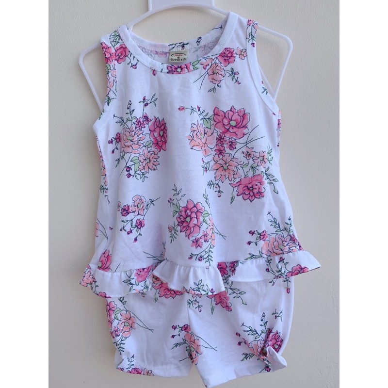 Bộ cotton áo bèo quần chun xinh xắn cho bé gái