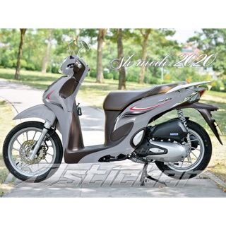 Tem Sh mode 2020 - Chỉ đỏ Rời dán xe xám