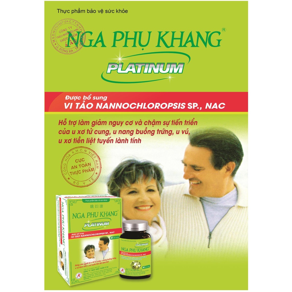 Nga phụ khang Platinum Lọ 60v hàm lượng cao hơn tốt hơn, mẫu mới, hỗ trợ giảm u nang buồng trứng, u xơ tử cung