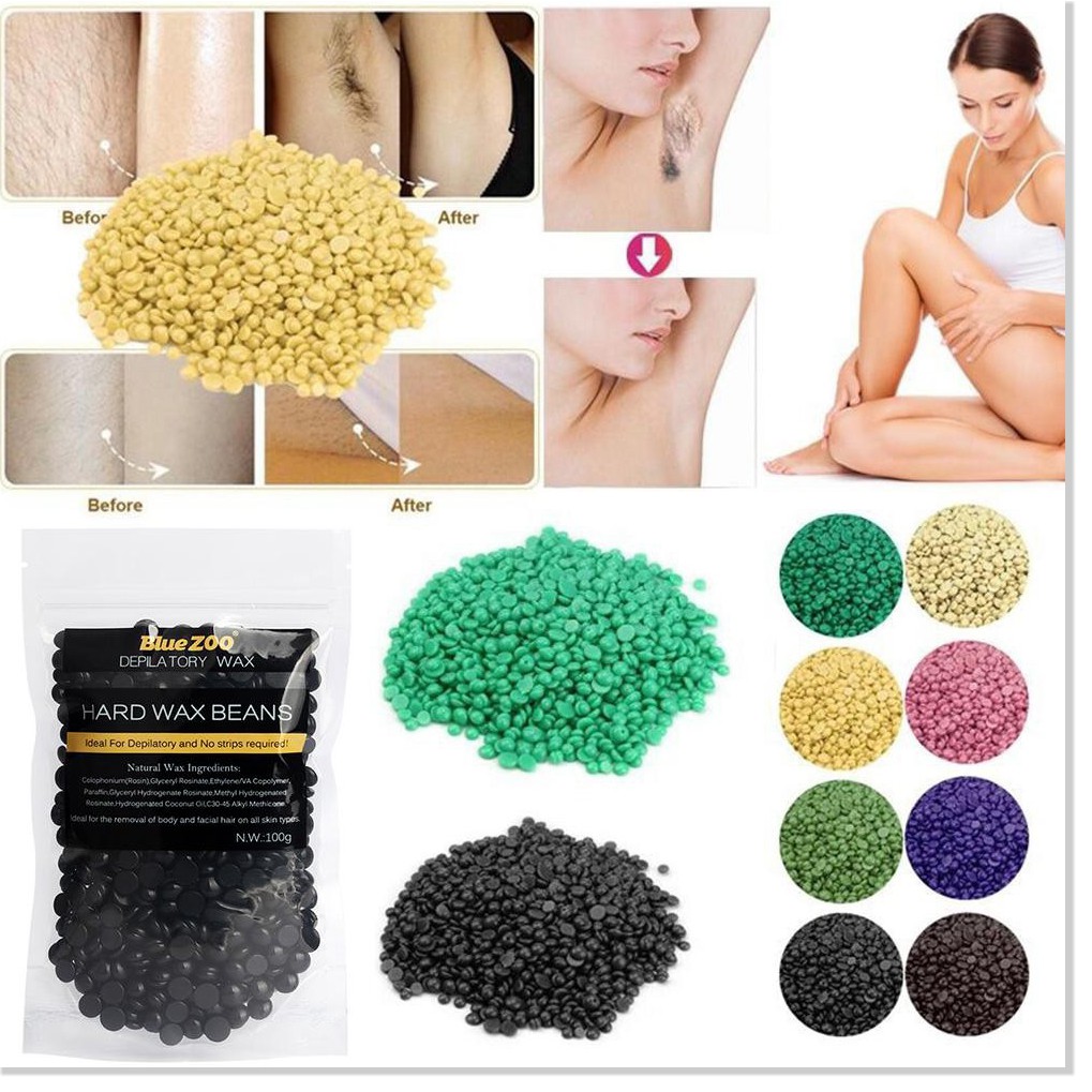 Sáp wax lông TẶNG QUE GẠT Sáp wax lông nóng hạt đậu 100g giúp tẩy tế bào chết cho da, phù hợp với mọi loại da 5868