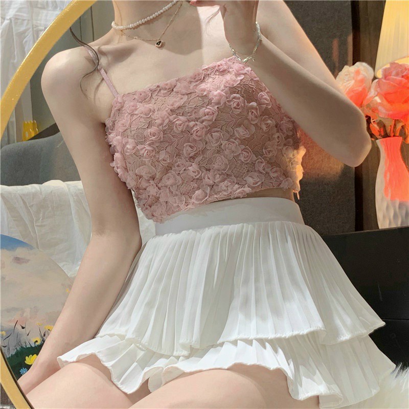 Áo bra ren hoa hồng nổi quai ngang tiểu thư Quảng Châu siêu xinh có đệm ngực - BRA01