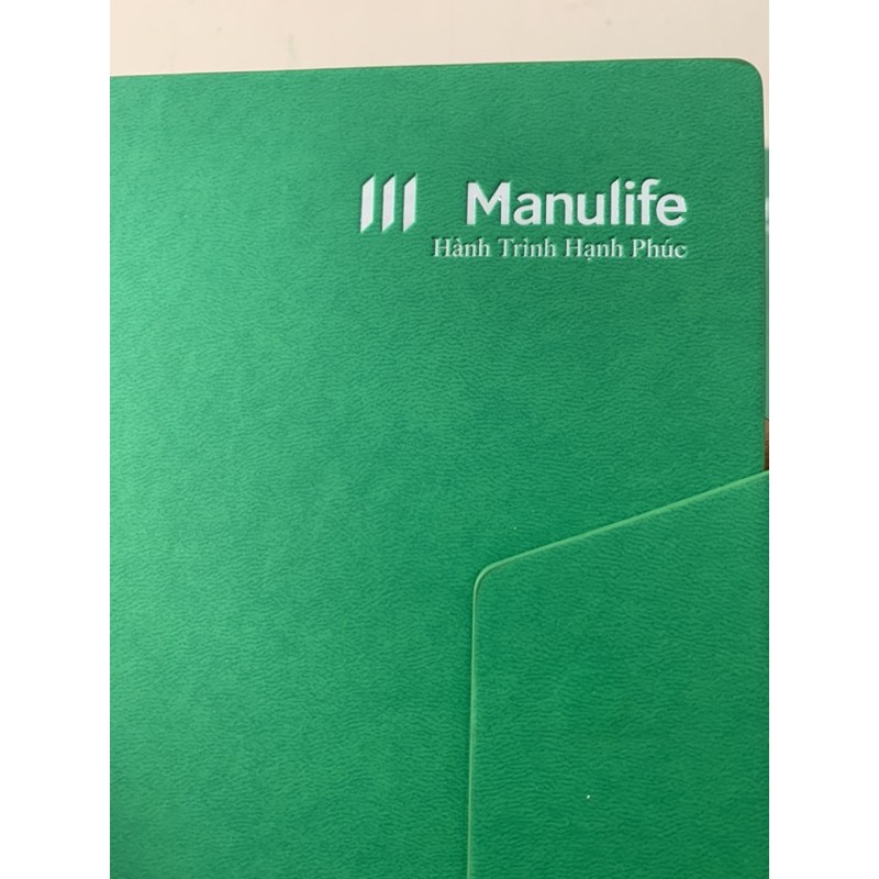 Sổ bia da A5 in dập logo bảo hiểm Manulife. Quà tặng ý nghĩa của cán bộ bảo hiểm.