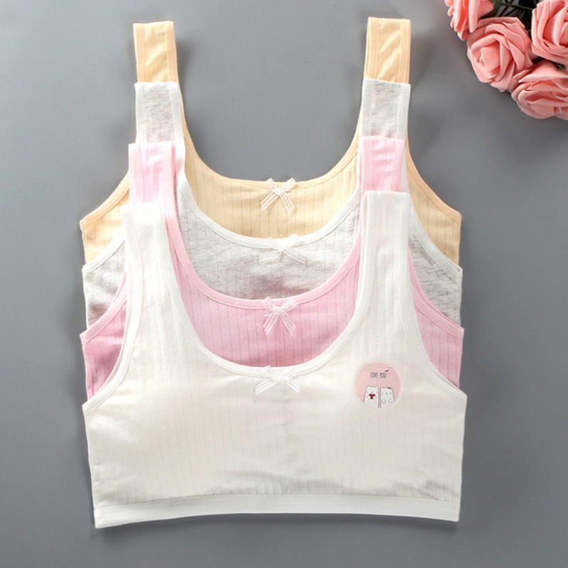 Áo lót vải cotton Không Gọng In Họa Tiết Gấu Hoạt Hình Xinh Xắn Dành Cho Nữ