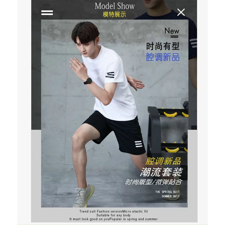 [HÀNG HÓT] Bộ thể thao nam cổ tròn in sọc adi*da BTN01 | BigBuy360 - bigbuy360.vn