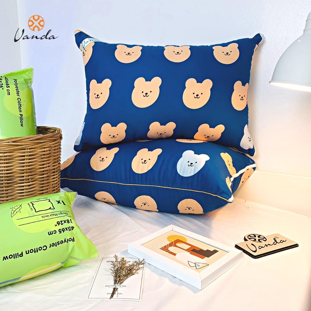 Ruột gối đầu VANDA bông gòn cao cấp mẫu gấu xanh