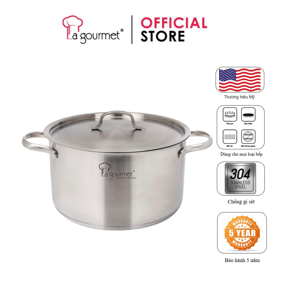 Nồi inox 304 18/10 5 đáy La gourmet 24cm (bảo hành 5 năm) - 358752