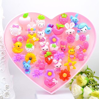 Set 30/20/12/10/5 Nhẫn Nhựa/Nhẫn Mặt Đá Kiểu Dáng Siêu Cưng Cho Bé