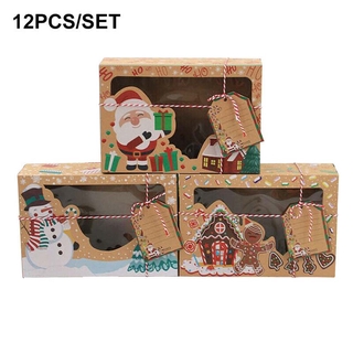 Set 12 hộp giấy đựng bánh kẹo họa tiết giáng sinh dễ thương thích hợp làm quà tặng