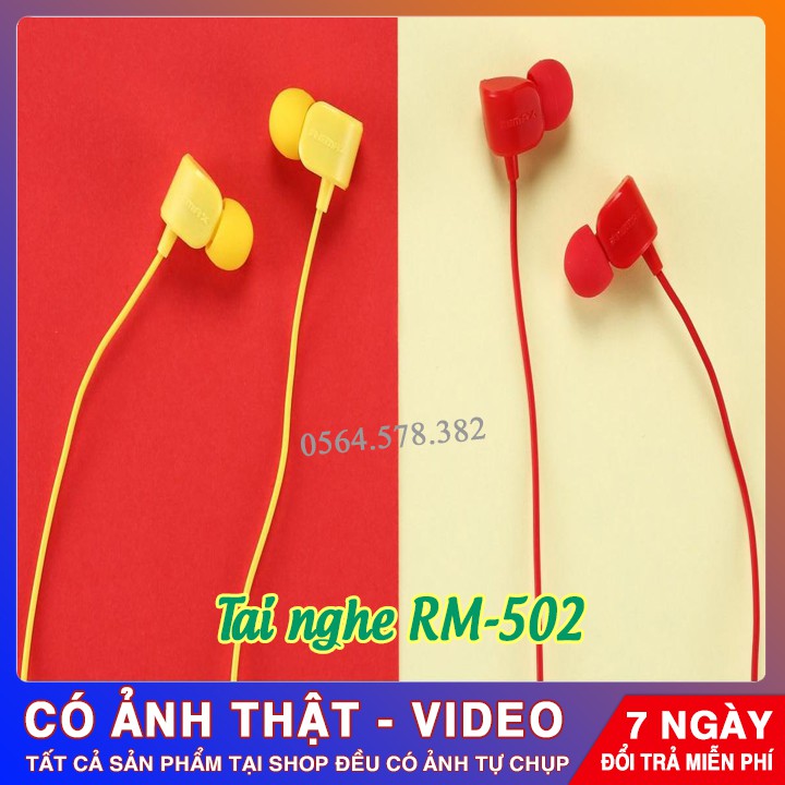 Tai Nghe | TAI NGHE IN EAR REMAX RM-502 CAO CẤP | ÂM THANH SỐNG ĐỘNG | SỰ DỤNG JACK 3.5MM | SPCNo1