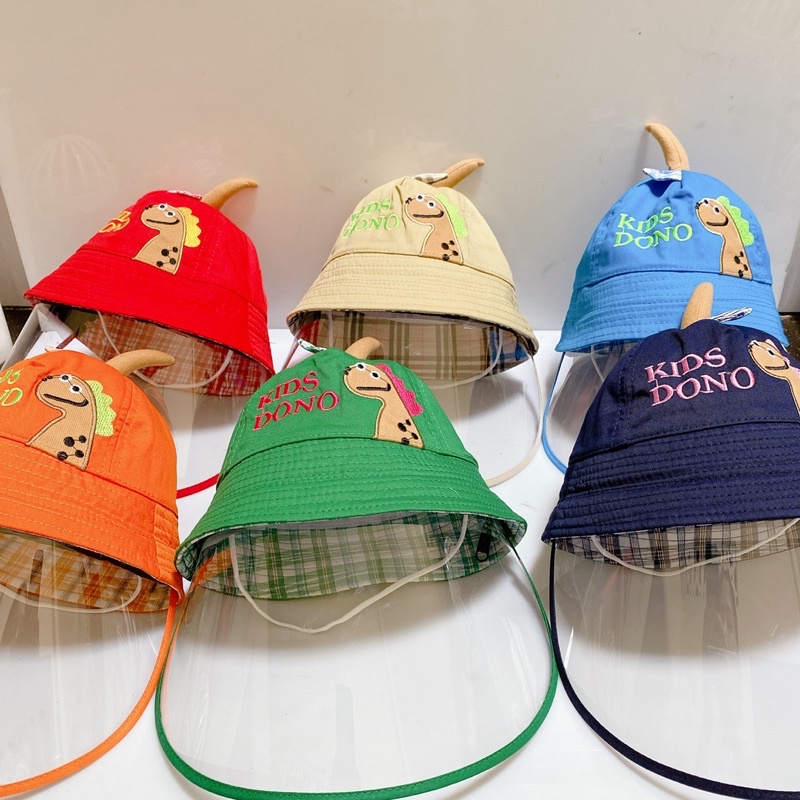 NÓN CHỐNG DỊCH EM BÉ ( 0-18 tháng) - KHỦNG LONG - kèm kính ngăn giọt bắn