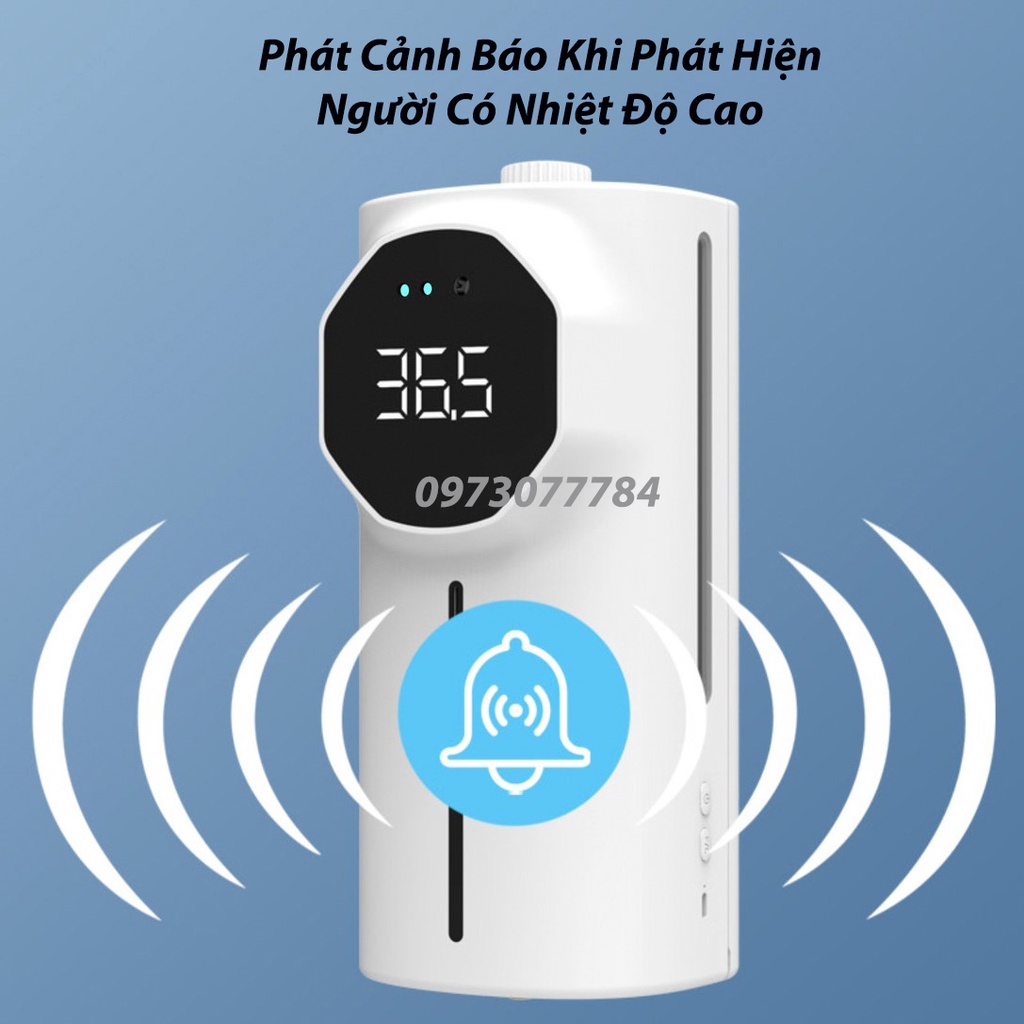 Máy Đo Thân Nhiệt Và Khử Khuẩn Tay Tự Động K9 Pro Max, Đo Nhiệt Độ Trán Và Tay. Bình Chứa Cực Lớn 1500ml, Có Tiếng Việt