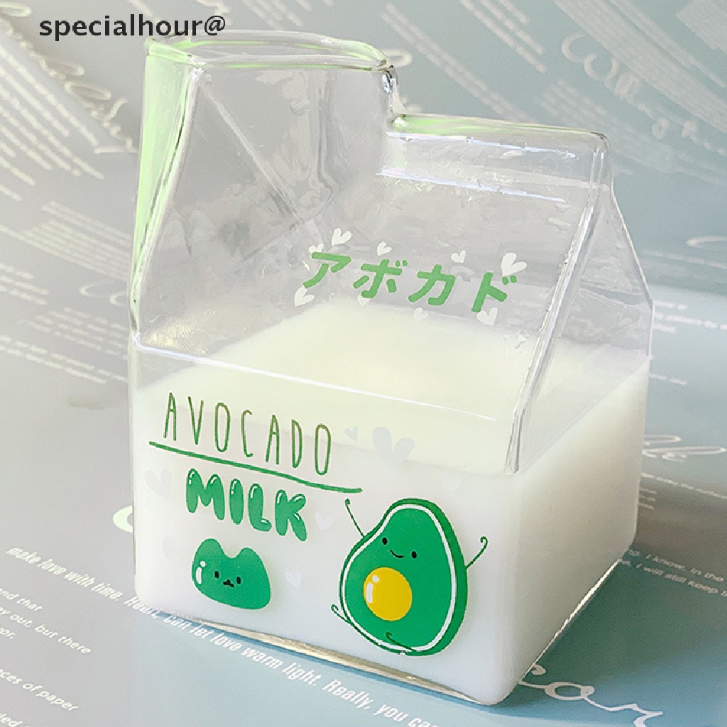 Cốc uống nước sữa cà phê bằng thủy tinh trong suốt hình vuông dễ thương