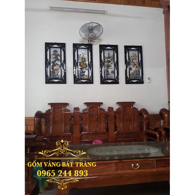 Bộ 4 bức Tranh Sứ Đắp Nổi Bát Tràng 40x80cm 🔥𝑺𝒊𝒆̂𝒖 đ𝒆̣𝒑🔥 Khung gỗ thông - Bền đẹp mãi mãi | BigBuy360 - bigbuy360.vn