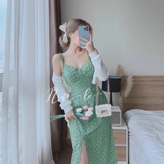 SÉT ĐẦM 2 DÂY CÓ MÚT LÓT  DÁNG DÀI MIDI XẺ NHẸ ,KÈM ÁO KHOÁC LEN TĂM SIÊU HÓT👗