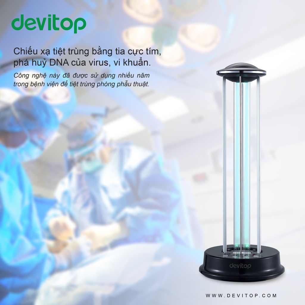 Đèn diệt khuẩn tia cực tím Devitop UVC 36W có Remote tiện lợi (Mẫu mới 2021)