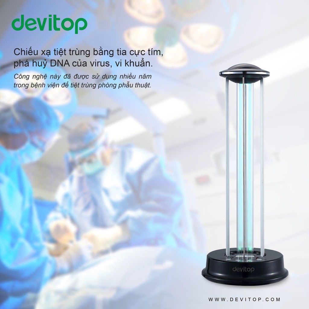 Đèn diệt khuẩn tia cực tím Devitop UVC 36W có Remote tiện lợi