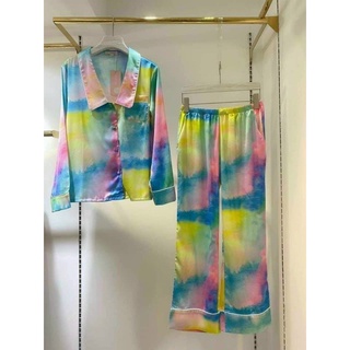 Pyjama đồ bộ mặc nhà nữ màu sắc cầu vồng hàng Quảng Châu