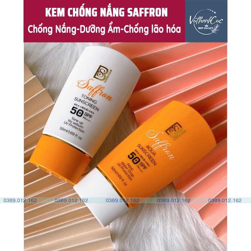 KEM CHỐNG NẮNG SAFFRON &quot; CHIẾT XUẤT NHỤY HOA NGHỆ TÂY &quot; SPF50+ PA++++ 50ml