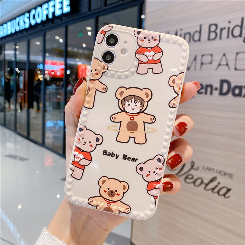 IPhone 12Pro Max 12 Pro 12 12Mini 11Pro Max 11Pro Xs Max Xr Xs X 7Plus 8 6 6s 7 8 Se 2020 Case Square Luxury Love Baby Kid Silicone Lens Shockproof Mobile Phone Case