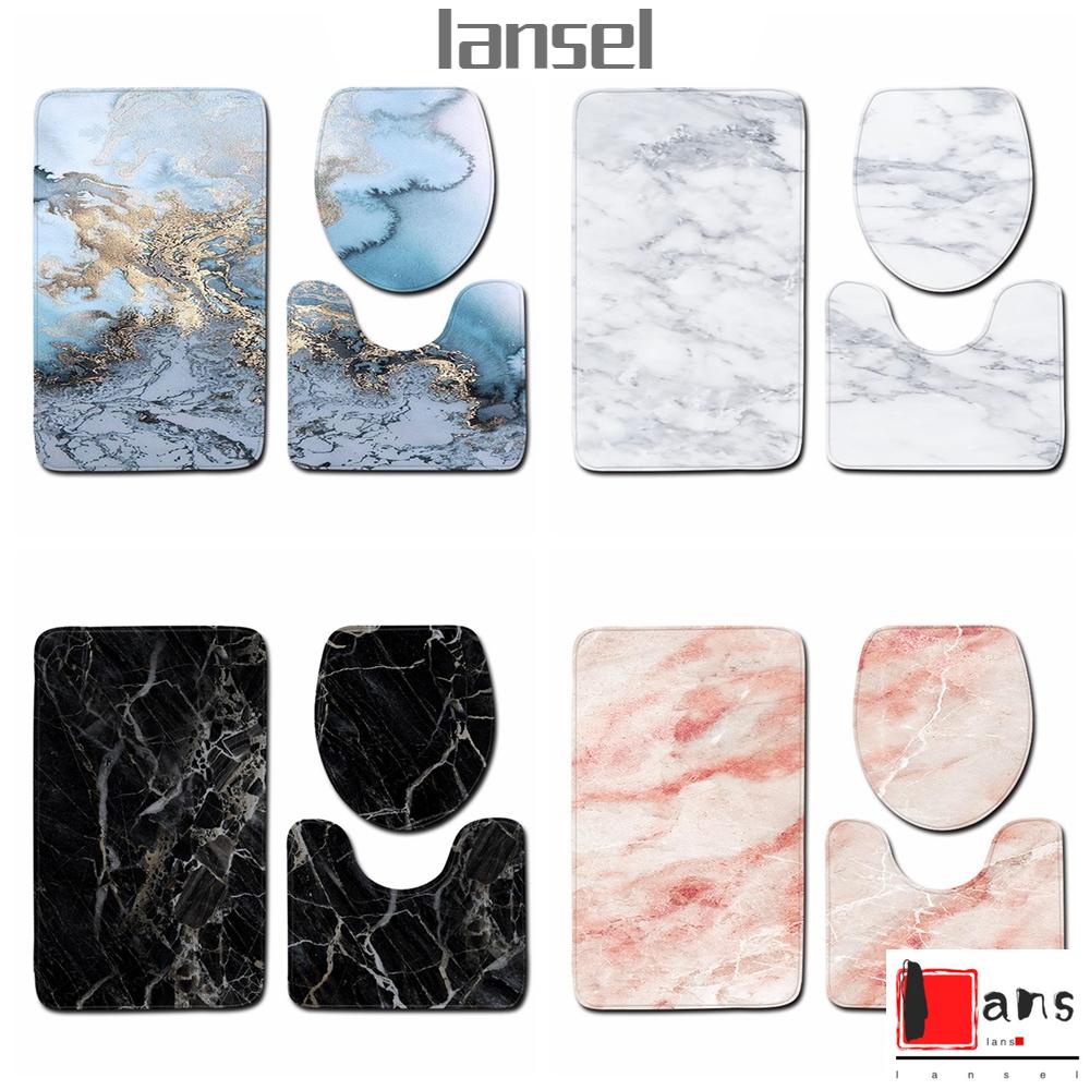 Set 3 Tấm Thảm Trải Sàn Phòng Tắm Họa Tiết Đá Cẩm Thạch Chất Lượng Cao Chống Trượt Có Thể Giặt Sạch