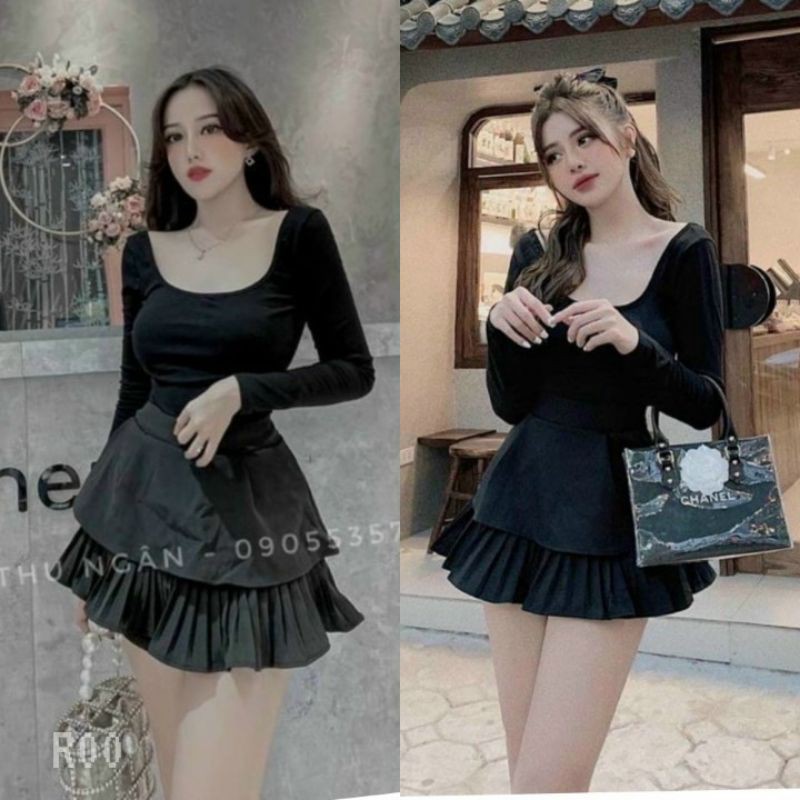 SET ÁO THUN CHÂN VÁY 2 TẦNG