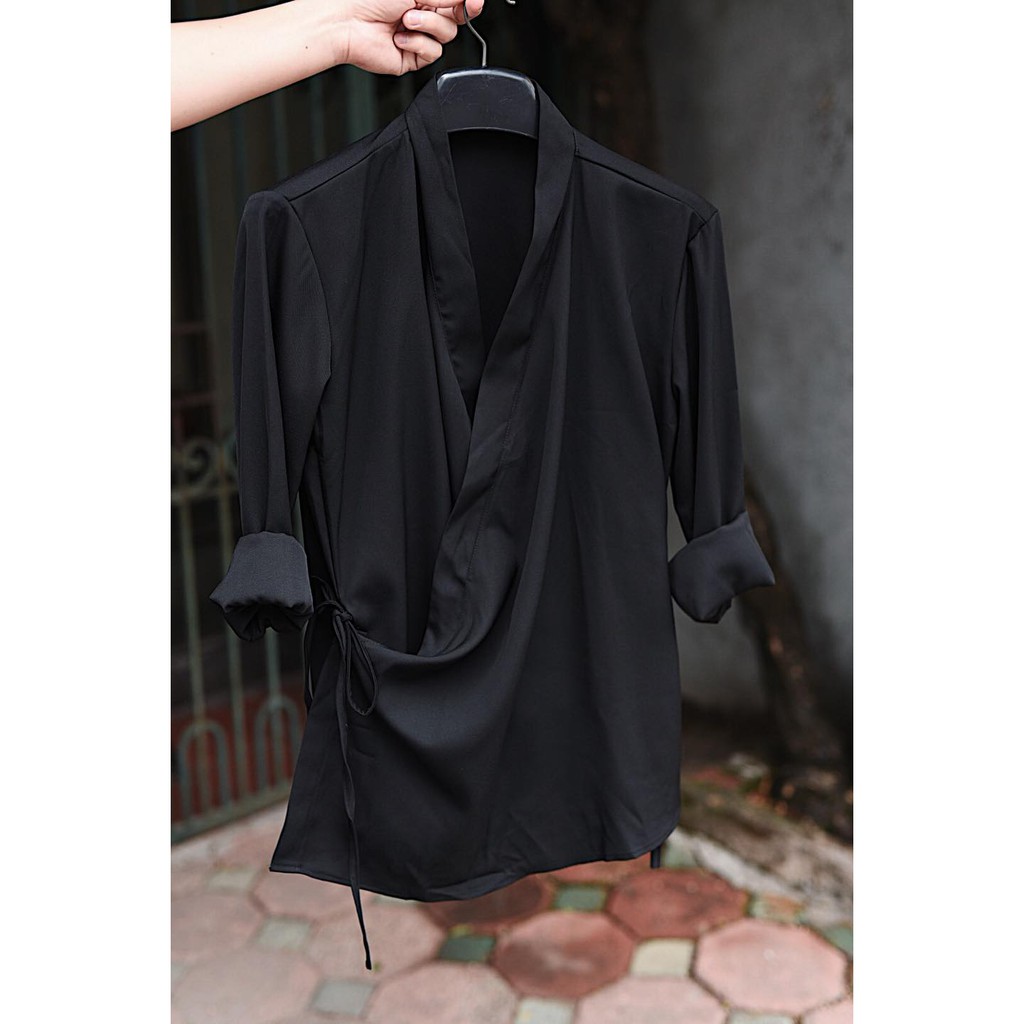 Áo Sơ mi Kimono trắng đen cách tân Phong cách Hàn quốc