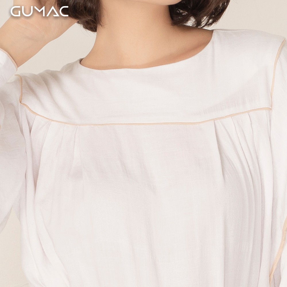 [Mã WABRGU100 giảm 15% đơn 249K tối đa 100k] Áo sơ mi nữ phồng viền be AA9107 GUMAC | BigBuy360 - bigbuy360.vn