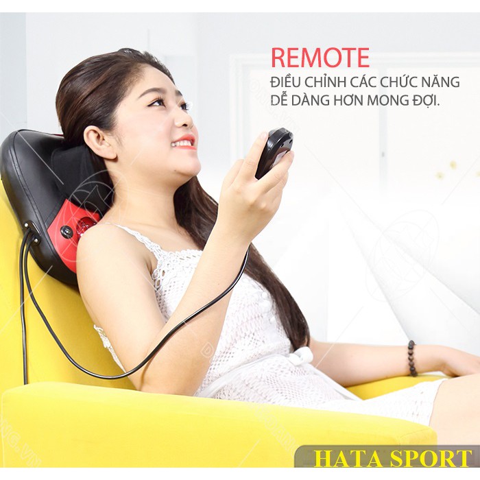 (TẶNG VOUCHER 30K - BẢO HÀNH 1 NĂM - MIỄN PHÍ SHIP)Gối massage hồng ngoại GF 3D USA CHÍNH HÃNG có remote điều khiển