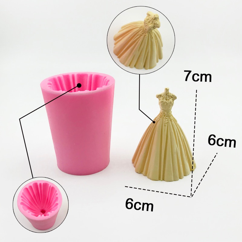 Khuôn Silicone Tạo Hình Trang Trí Bánh Kem Hình Váy Cưới Lâu Đài 3D DIY