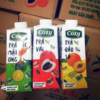 THÙNG  24 Hộp Trà tắc, đào, vải Cozy đóng hộp uống liền
