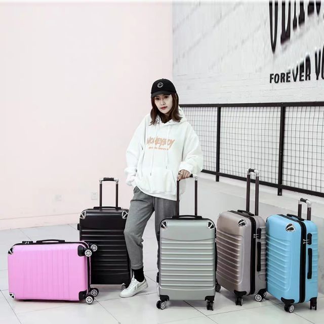 Vali kéo du lịch bọc góc size 20-24 nhiều màu, Valy giá rẻ chính hãng nhựa ABS chống va đập thời trang phong cach