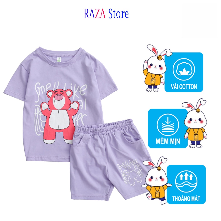 Bộ hè bé gái,đồ bộ bé gái RAZA Store chất liệu cotton cao cấp sợi thoáng mát cho bé từ 15kg - 36kg RZM4