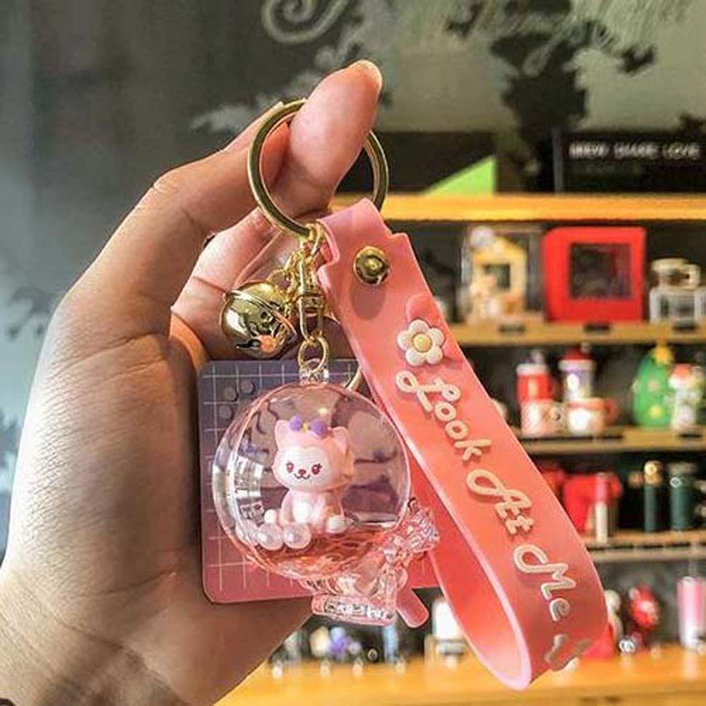 LANFY Móc Chìa Khóa Bằng Acrylic Có Nước Kim Tuyến Lấp Lánh Dễ Thương
