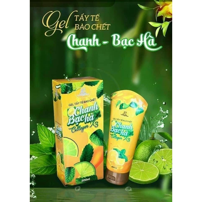 Gel Tẩy Tế Bào Chết Chanh Bạc Hà Collagen X3 200ml