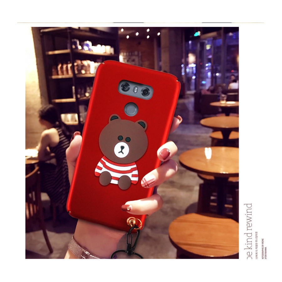 Ốp điện thoại họa tiết gấu 3D kèm dây đeo cho LG G6 3D