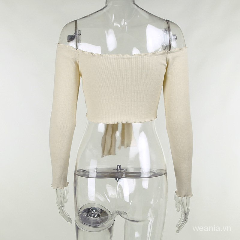 Áo Croptop Tay Dài Thiết Kế Trễ Vai Quyến Rũ Uaa2