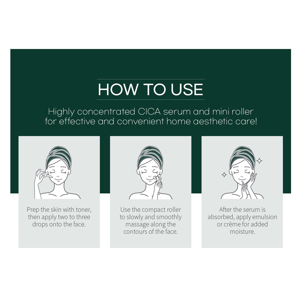Bộ huyết thanh serum Cica và con lăn Wellderma v-line mini Cica Beauty Care Serum & Roller Set