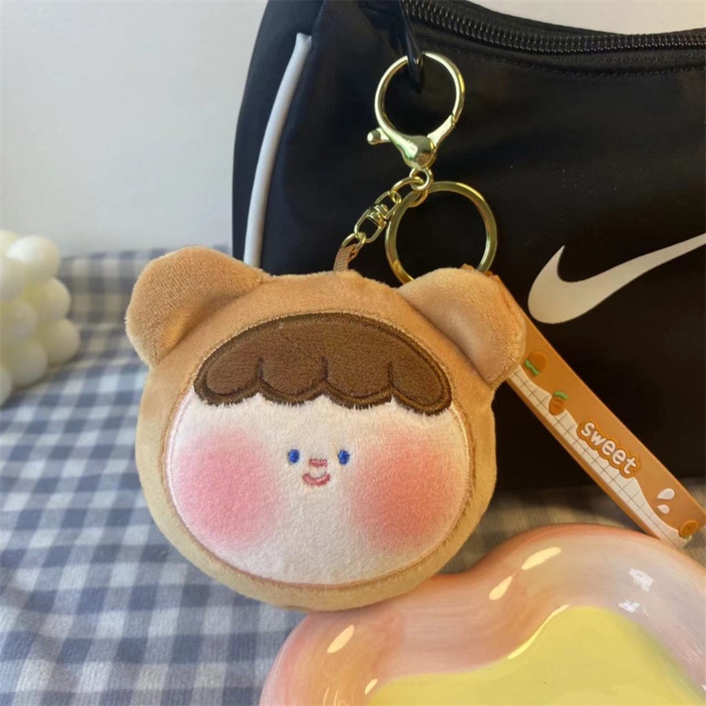 Móc khóa thú bông cute ếch - bò sữa- gấu trắng- vịt- cá đội nón-pikachu.